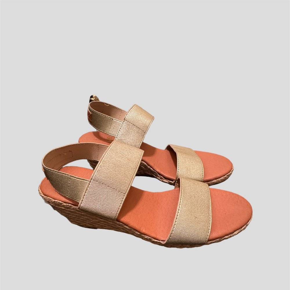 Tommy Bahama sakura elastic wedge espadrille gold womens sandal size 8.5